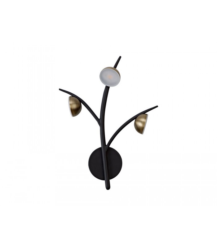 3 Light Wall Lamp, 3 x 3W LED, 3000K, 495lm, Black, Antique Brass - 3