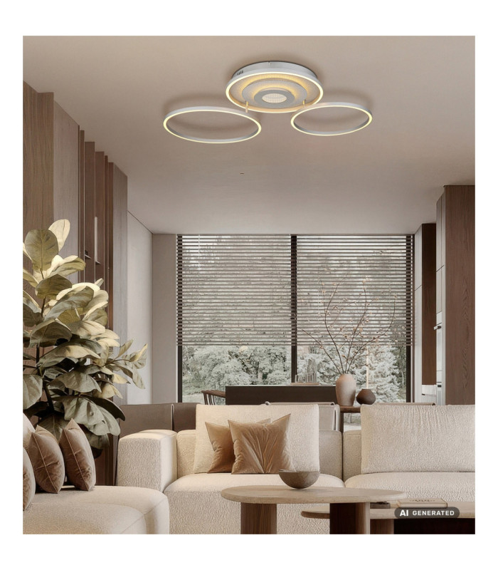 Miles Integrated Led Semi Flush Ceiling Light Silver Colour 2700-6500K-9