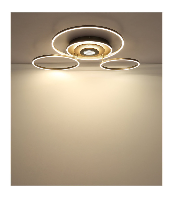 Miles XL Integrated Led Semi Flush Ceiling Light Matt Champagne Colour 2700-6500K-7