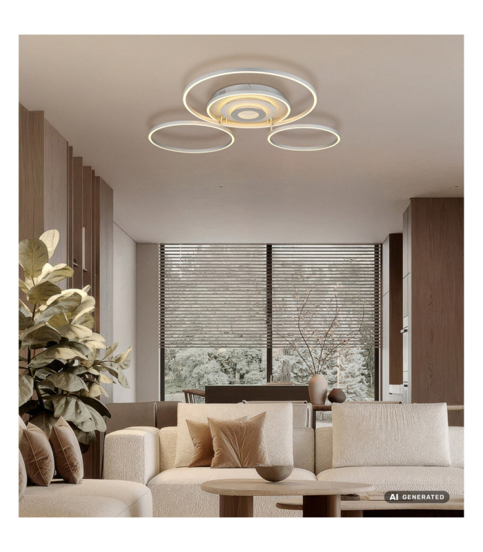 Miles XL Integrated Led Semi Flush Ceiling Light Silver Colour 2700-6500K-9