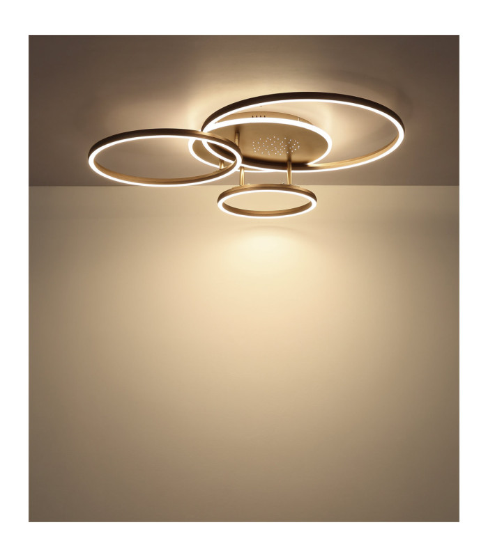 Glintia Integrated Led Semi Flush Ceiling Light Matt Champagne Colour 2700-6500K-7