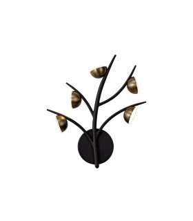 5 Light Wall Lamp, 5 x 3W LED, 3000K, 825lm, Black, Antique Brass - 1