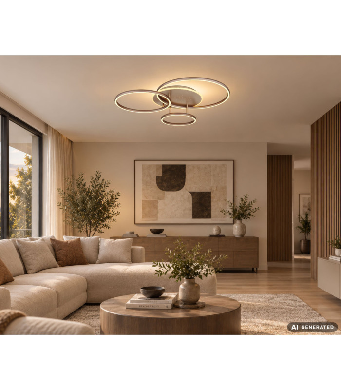 Glintia Integrated Led Semi Flush Ceiling Light Matt Champagne Colour 2700-6500K-9