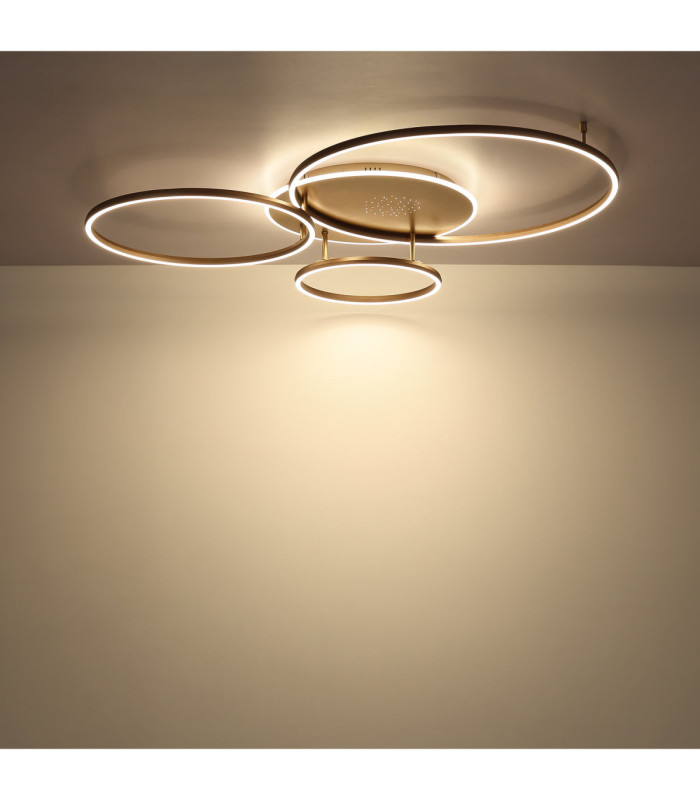 Glintia XL Integrated Led Semi Flush Ceiling Light Matt Champagne Colour 2700-6500K-6