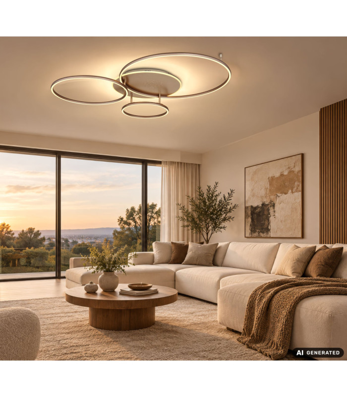 Glintia XL Integrated Led Semi Flush Ceiling Light Matt Champagne Colour 2700-6500K-8