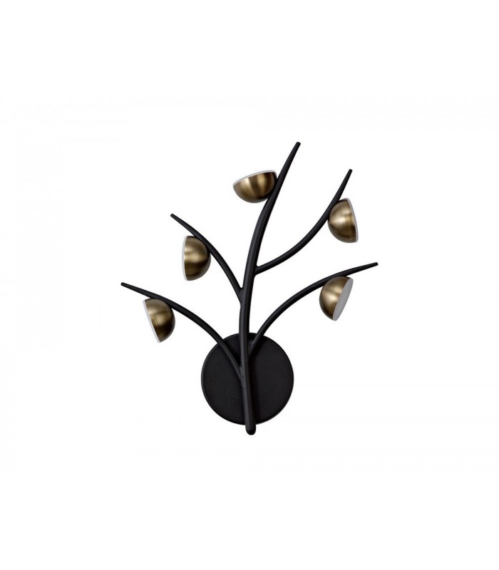 5 Light Wall Lamp, 5 x 3W LED, 3000K, 825lm, Black, Antique Brass - 3