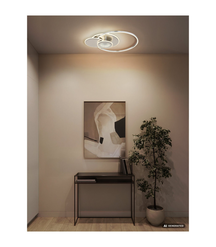 Beltran Integrated Led Semi Flush Ceiling Light Matt Silver Colour 2700-6000K-8