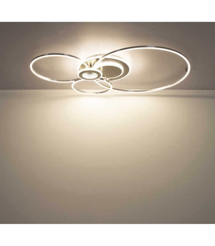 Beltran XL Integrated Led Semi Flush Ceiling Light Matt Silver Colour 2700-6000K-6