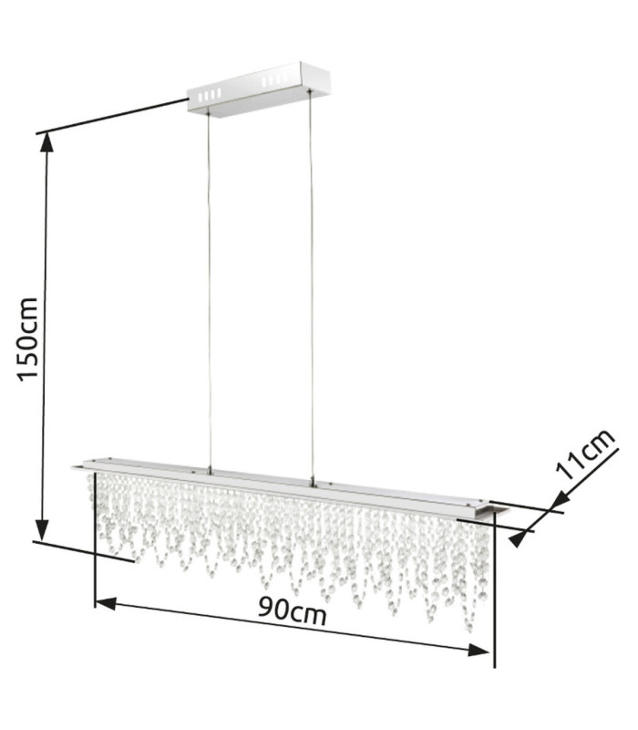Scala Integrated LED Bar Pendant Ceiling Light Chrome 3000-6000K-12