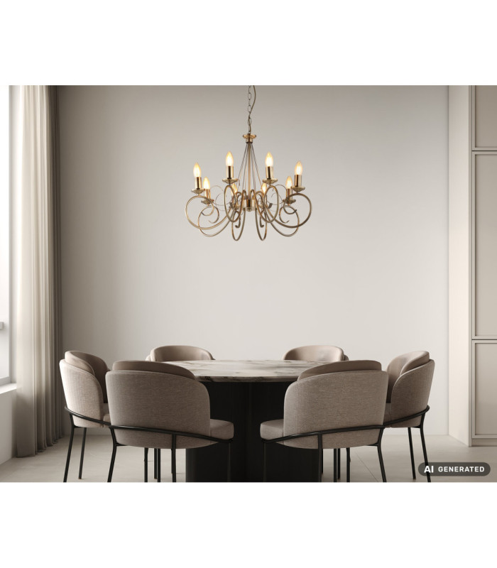 Truncatus Multi Arm Chandelier Old Brass 8x E14-6
