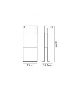 Short Bollard Post, 1 x 10W LED, 3000K, 720lm, IP54, Graphite Black - 2