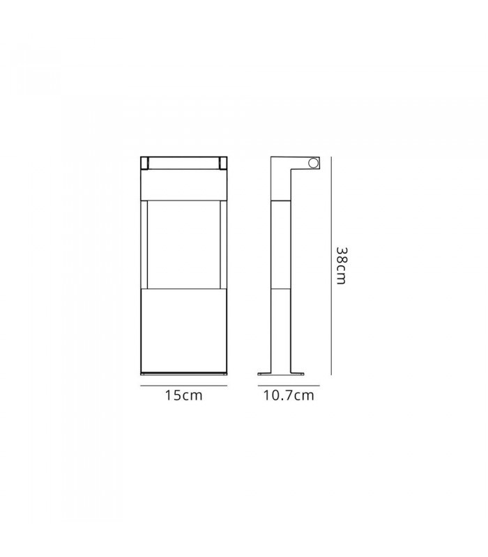 Short Bollard Post, 1 x 10W LED, 3000K, 720lm, IP54, Graphite Black - 2