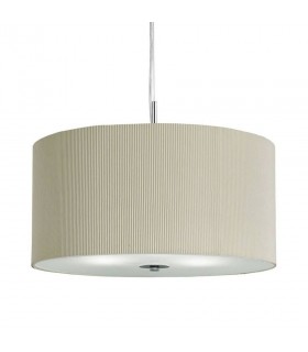 Drum Pleat Large Chrome Pendant With Glass Diffuser And Cream Shade - Searchlight 2356-60CR