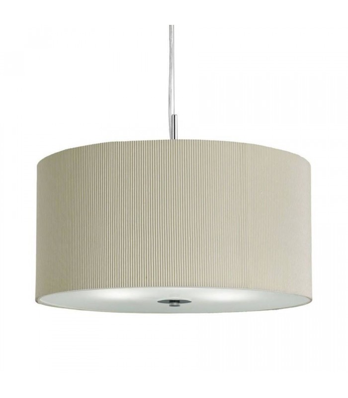 Drum Pleat Large Chrome Pendant With Glass Diffuser And Cream Shade - Searchlight 2356-60CR