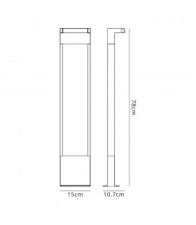 Tall Bollard Post, 1 x 10W LED, 3000K, 720lm, IP54, Graphite Black - 2