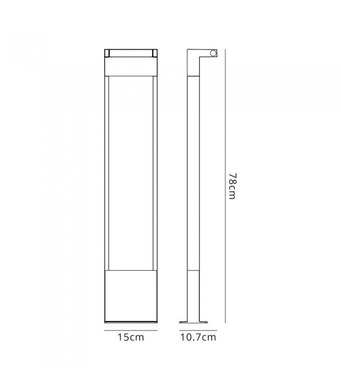 Tall Bollard Post, 1 x 10W LED, 3000K, 720lm, IP54, Graphite Black - 2