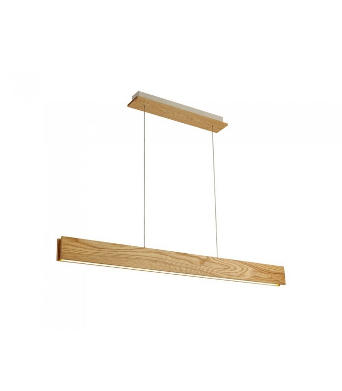 Linear Ceiling Pendant, 2 x 20W LED, 3000K, 1662lm, Medium Oak, Matt White - 1