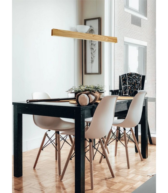 Linear Ceiling Pendant, 2 x 20W LED, 3000K, 1662lm, Medium Oak, Matt White - 3