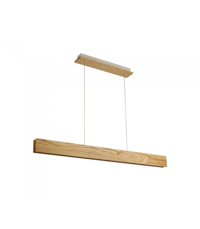 Linear Ceiling Pendant, 2 x 20W LED, 3000K, 1662lm, Medium Oak, Matt White - 4
