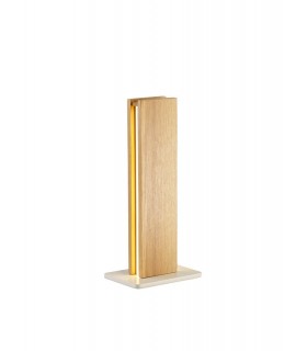Table Lamp, 2 x 6W LED, 3000K, 450lm, Medium Oak, Matt White - 1