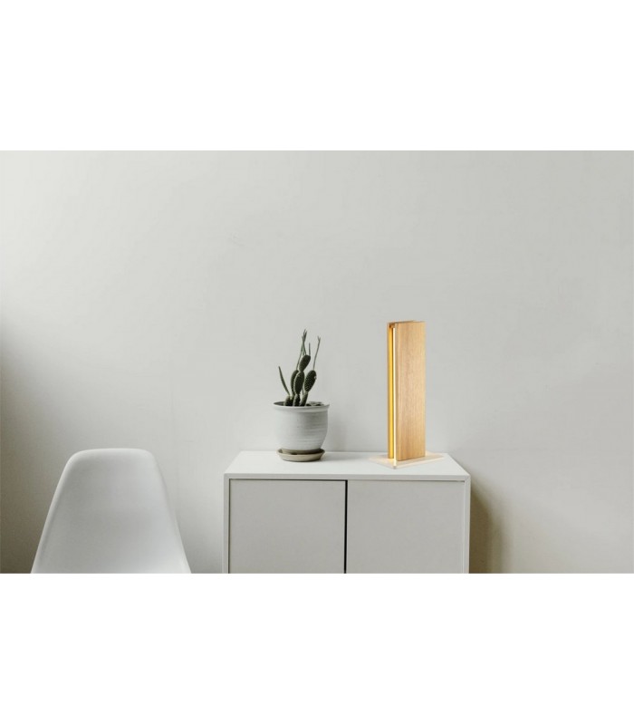 Table Lamp, 2 x 6W LED, 3000K, 450lm, Medium Oak, Matt White - 3