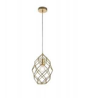Curved Cylinder Ceiling Pendant, 1 x E27, Polished Brass - 1