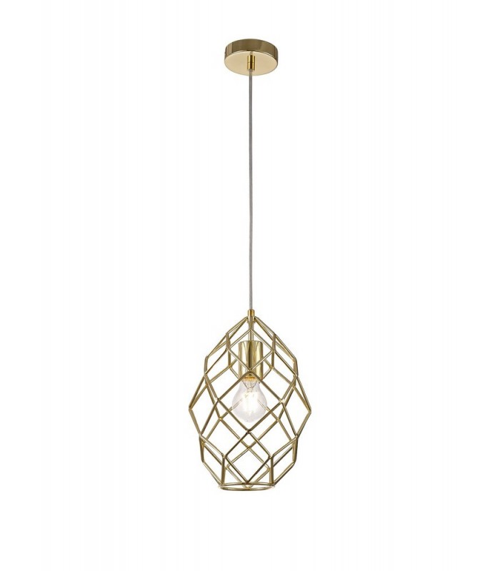 Curved Cylinder Ceiling Pendant, 1 x E27, Polished Brass - 1
