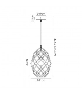 Curved Cylinder Ceiling Pendant, 1 x E27, Polished Brass - 2