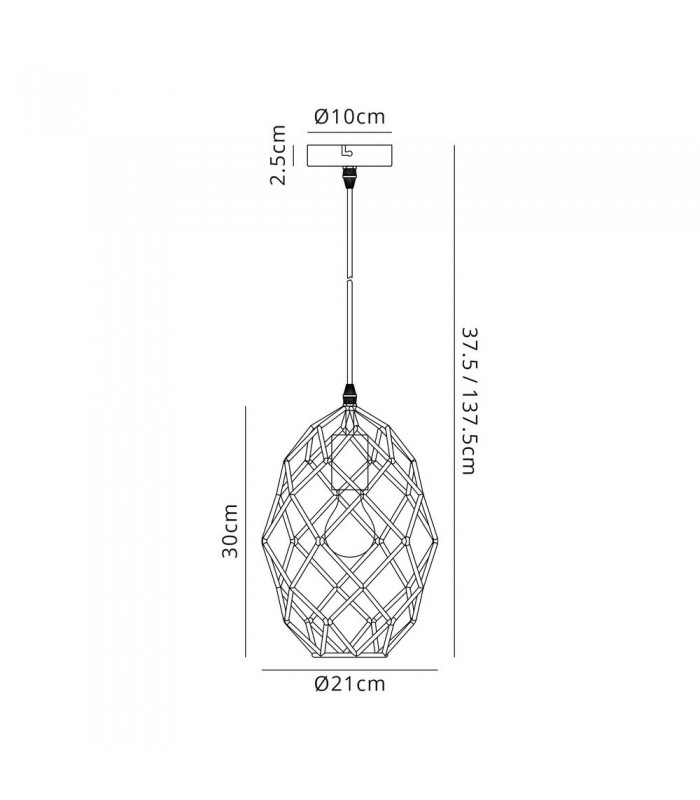 Curved Cylinder Ceiling Pendant, 1 x E27, Polished Brass - 2