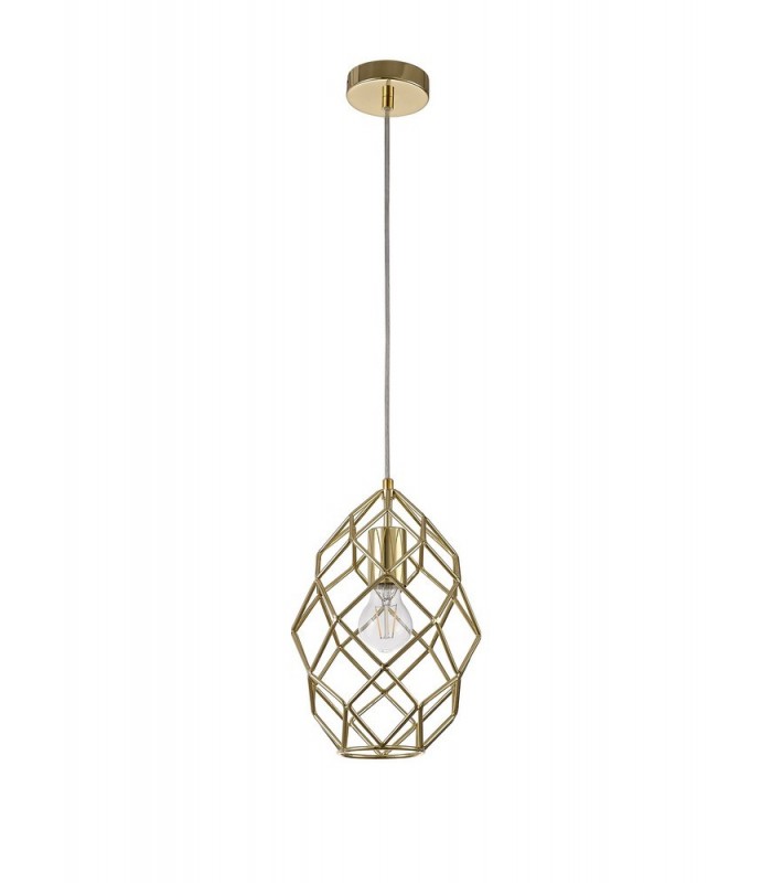 Curved Cylinder Ceiling Pendant, 1 x E27, Polished Brass - 4