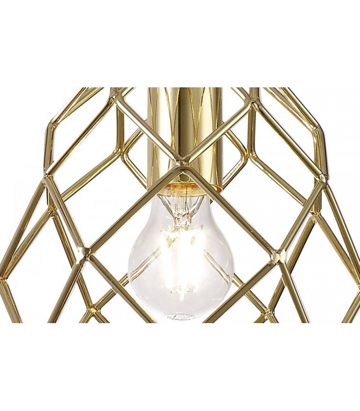 Curved Cylinder Ceiling Pendant, 1 x E27, Polished Brass - 9