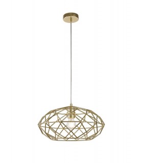 Elliptical Spherical Ceiling Pendant, 1 x E27, Polished Brass - 1