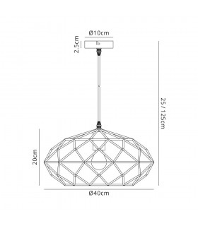 Elliptical Spherical Ceiling Pendant, 1 x E27, Polished Brass - 2
