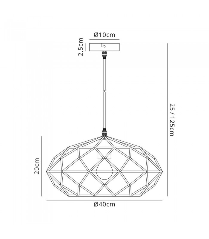Elliptical Spherical Ceiling Pendant, 1 x E27, Polished Brass - 2