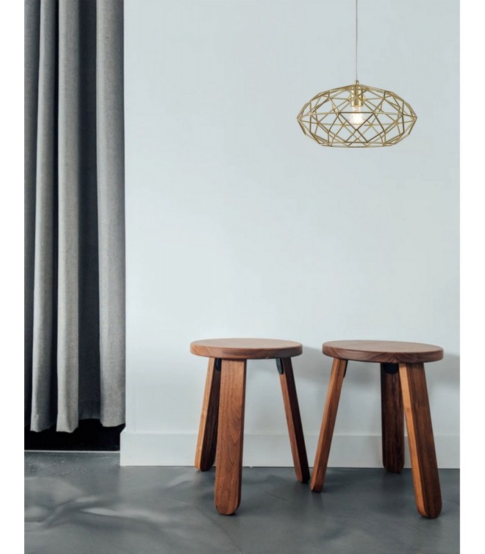 Elliptical Spherical Ceiling Pendant, 1 x E27, Polished Brass - 4