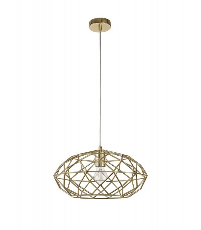 Elliptical Spherical Ceiling Pendant, 1 x E27, Polished Brass - 5