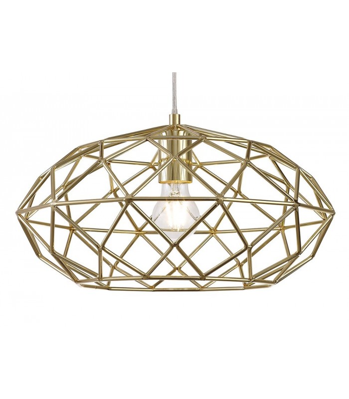 Elliptical Spherical Ceiling Pendant, 1 x E27, Polished Brass - 7