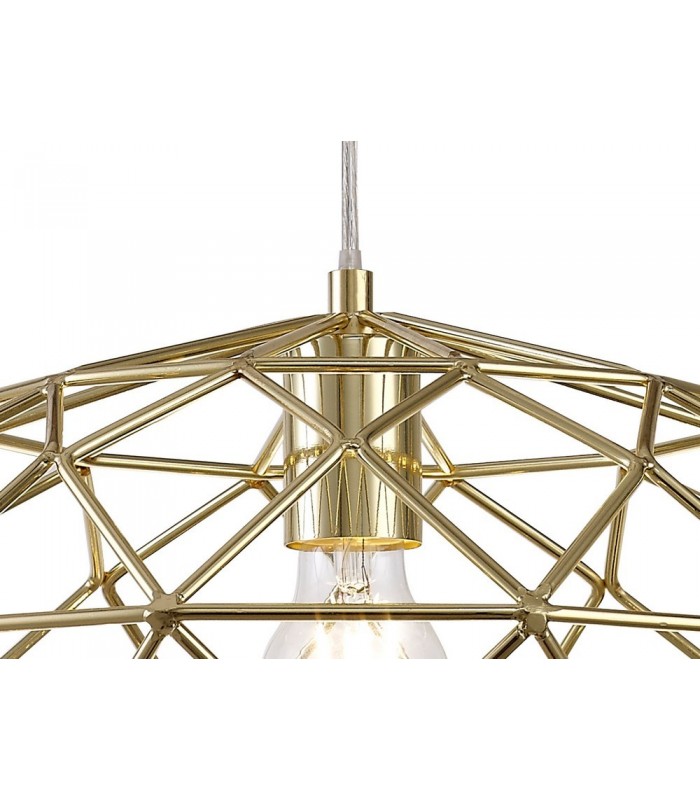 Elliptical Spherical Ceiling Pendant, 1 x E27, Polished Brass - 8