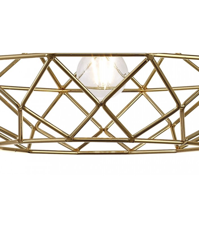 Elliptical Spherical Ceiling Pendant, 1 x E27, Polished Brass - 10
