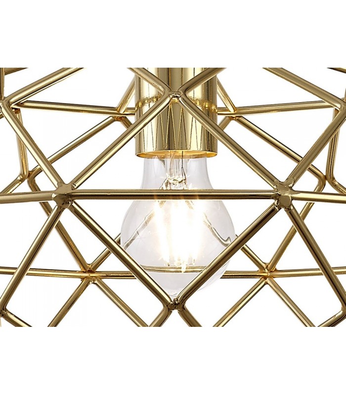 Elliptical Spherical Ceiling Pendant, 1 x E27, Polished Brass - 11