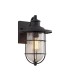 Wall Lantern Lamp, 1 x E27, Black, Gold With Seeded Clear Glass, IP54 - 1
