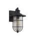 Wall Lantern Lamp, 1 x E27, Black, Gold With Seeded Clear Glass, IP54 - 3