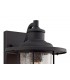 Wall Lantern Lamp, 1 x E27, Black, Gold With Seeded Clear Glass, IP54 - 4