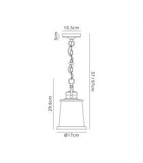 Ceiling Pendant Lantern, 1 x E27, Black, Gold With Seeded Clear Glass, IP54 - 2