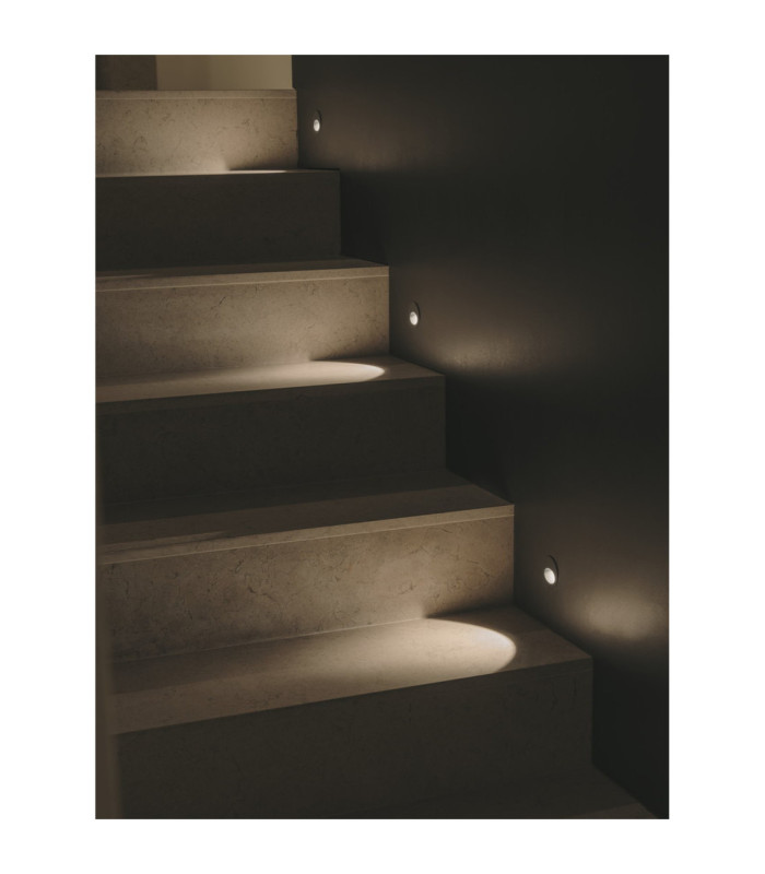 Bat Recessed Wall Lighting IP66 Round Oval LED 3W 3000K On-Off Urban Grey-2