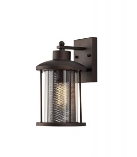 Large Wall Lantern Lamp, 1 x E27, Antique Bronze, Clear Glass, IP54 - 1