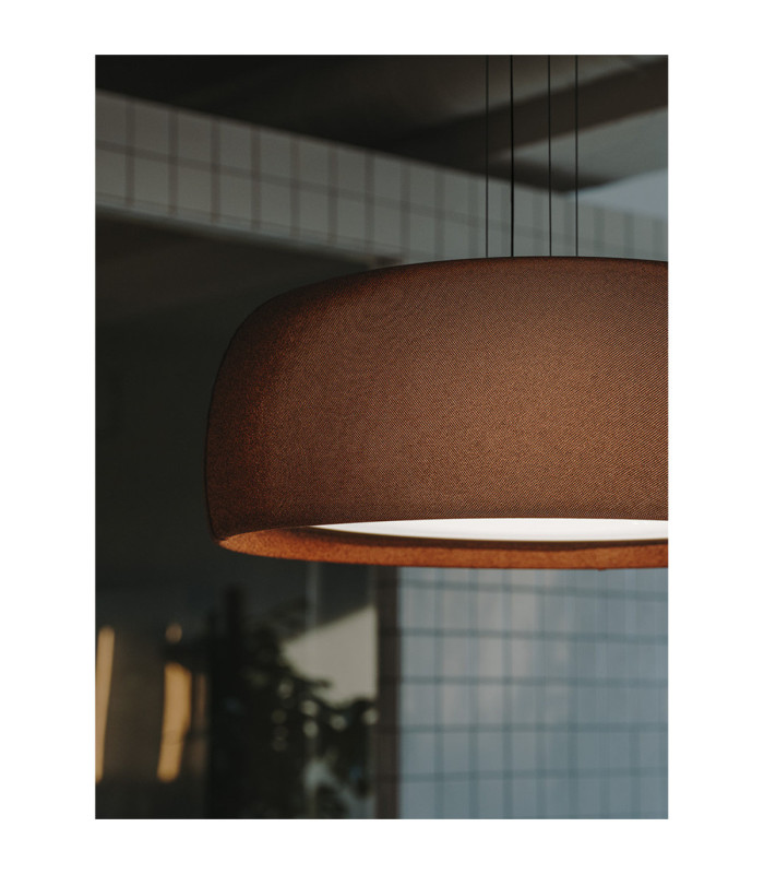 Gong Pendant LED 28W 3000K Silk Grey Cream Fabric-2