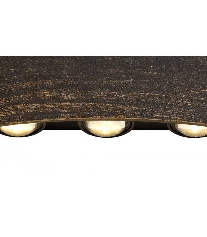Up & Downward Lighting Wall Lamp, 6 x 1W LED, 3000K, 500lm, IP54, Black, Gold - 6