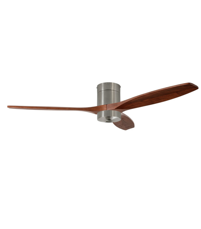 Stem Ceiling Fan Evo Ø1220mm Tube Play LED 13W 2700K On-Off Satin Nickel Light Brwon Blades
