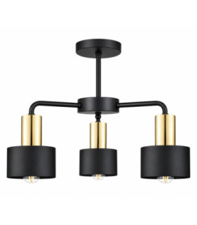 Luce Multi Arm Semi Flush Ceiling Light Black Gold 44cm 3x E27-1